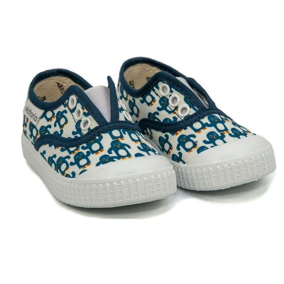 Victoria Girls Slip On Canvas Shoes, Blue  White,9 M US