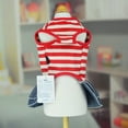 thumbnail image 3 of Magazine Pet Dog Striped Dress,Vest Denim Skirt for Small Medium Puppy,Lace Trim Pocket Decortive Dresses, 3 of 5