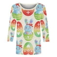 thumbnail image 4 of cocolona Easter Shirts for Women Crew Neck 3/4 Sleeve Bunny T-Shirts Summer Tops Cute Graphic Tees, 4 of 7