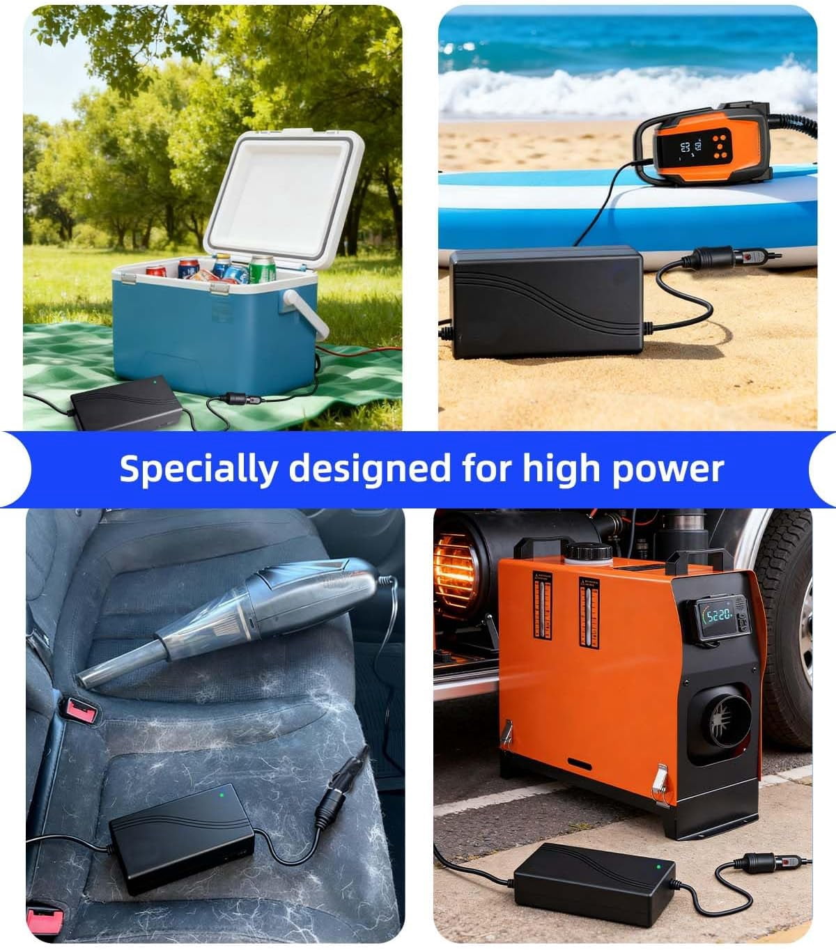 360W AC to  Converter 12V Adapter for Car Refrigerator and Tire Inflator