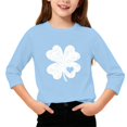 thumbnail image 1 of T-Shirt Fille Fête de la Saint-Patrick, Mignon T-Shirt Graphique à Manches 3/4 Col Rond avec Imprimé Irlandais, Hauts Décontractés Printemps Été pour Vacances, Fête d'Anniversaire et Usage Quotidien Bleu Ciel 130, 1 of 5