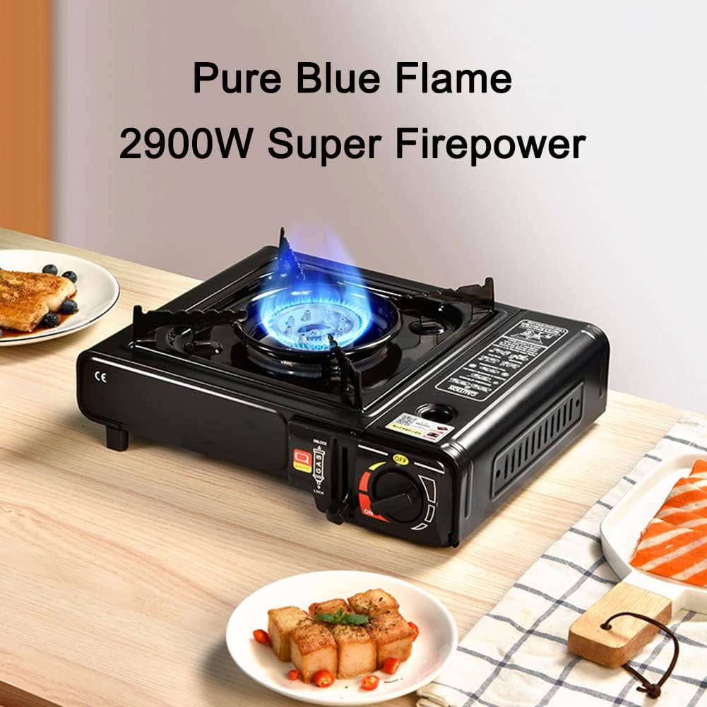 Portable Camping Gas Stove With Carrying Case, 2900W Compact Outdoor Gas Stove - Dual Use - Internal Portable Gas Cartridges Or External Gas Bottle