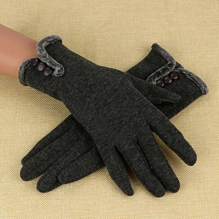 Outtop Women Cashmere Keep Warm Driving Full Finger Gloves Touch Screen