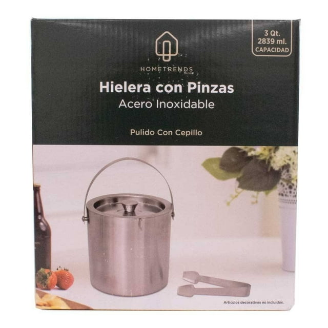 Hielera con Pinzas Home Trends de Acero Inoxidable Circular 2,839 ml