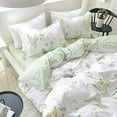 thumbnail image 2 of HANRU Floral Duvet Cover Set 100% Cotton Green Striped and Beige Bedding White Flower Branches Print 600 TC Soft Reversible Zipper Bed Cover & 2 Pillowcases，King/California King, 2 of 16