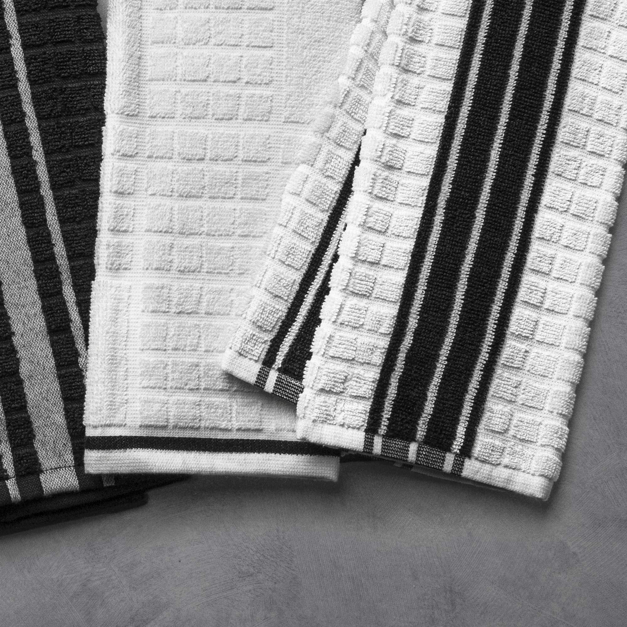 Thyme & Table Kitchen Towels, White & Black, 5 Pack Set