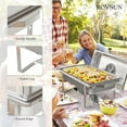 thumbnail image 6 of ROVSUN 2 Pack Chafing Dish for Buffet,9 Quart Stainless Steel Chafing Dish Buffet Set with Glass Lid, Rectangular Chafers and Buffet Warmers Sets for Party, Catering, Wedding, Banquet, Graduation, 6 of 8