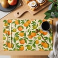 thumbnail image 2 of Green Orange Placemats Set of 12 Summer Botanical Leaves Watercolor Place Mats Indoor Wipeable Table Mats Washable Cloth Dining Table Placemats for Kitchen Holiday Party Home Decor 13x19 Inch, 2 of 9