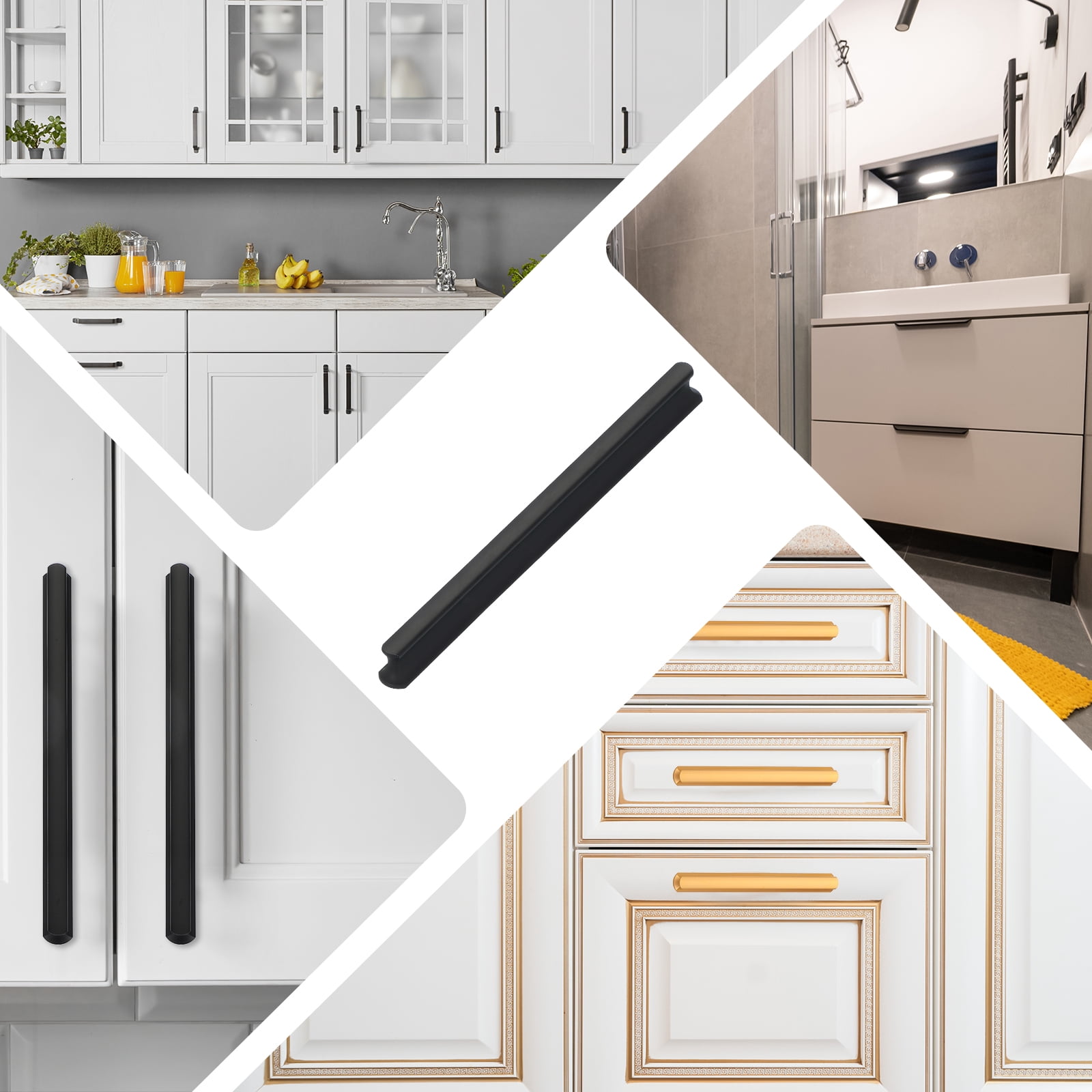 Uxcell Kitchen Cabinet Handles Hole Center Brushed Cabinet Pulls Kitchen Drawer Hardware for Cupboard Drawer Pulls Black 6.3 Inch (160mm)