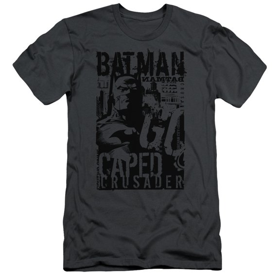 Batman Caped Crusader S/S Adult 30/1 T-Shirt Charcoal