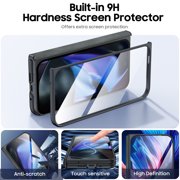 Oupeigar for Google Pixel 9 Pro Fold Case,[with Magnetic,Screen Protector&Hinge Protector]Full Body Shockproof Leather Case-Black Gray