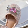 thumbnail image 6 of LOVZFMLL Girl's Dress Shoes Mary Jane Glitter Rhinestone Heart Low Heels Wedding Party Princess Shoes for Toddler Kid Pink 3-3.5 Years, 6 of 9