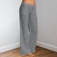 thumbnail image 1 of Pantalones Rectos Pantalones casuales de mujer Bolsillos de lino de algodón con cordón Pantalones de dama (Gris S) Kuymtek para Mujer Gris T S, 1 of 7