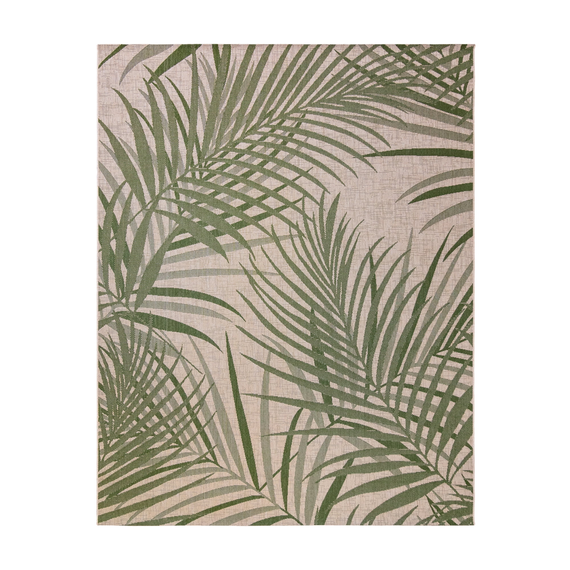 Gertmenian Paseo Paume Coastal Floral Palm and Sand Outdoor Area Rug, 9x13