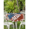 thumbnail image 3 of Outdoor Tablecloth with Umbrella Hole for Patio/Picnic/Party/Camping, Red Pineapple Waterproof Table Cloth Round Cover Washable, Tropical Summer Botanical Fruits (Dia 54"), 3 of 9