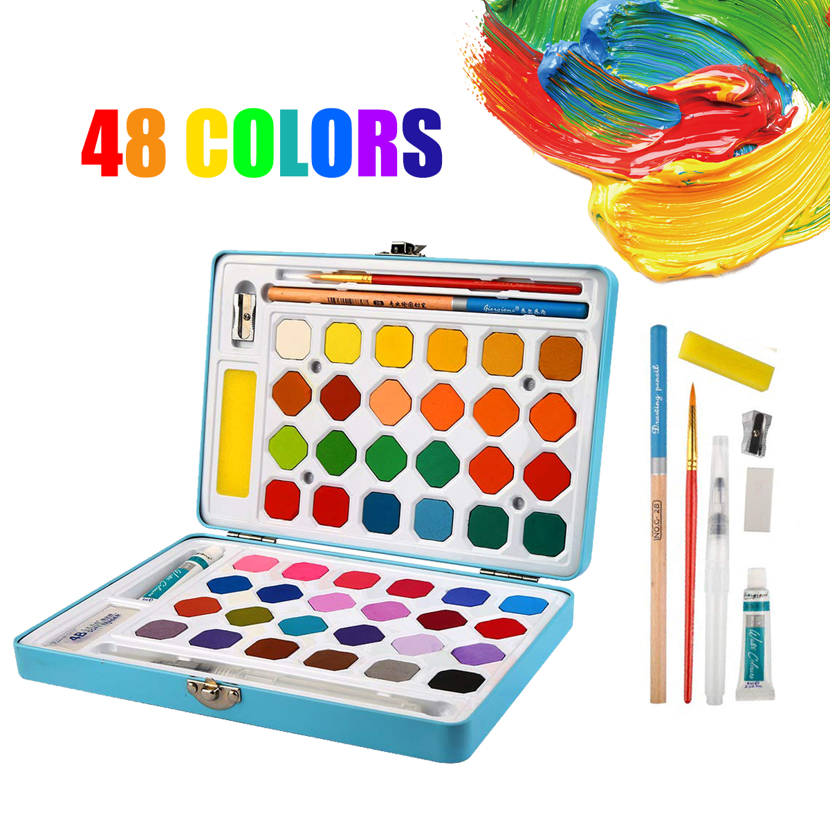 48 Pcs Watercolor Paint Set - Solid Assorted Watercolors Paints, Travel Watercolor Kit Portable Watercolors For Professional Artists, Students, Kids - Walmart.com