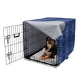 thumbnail image 2 of Navy Blue Dog Crate Cover, Circular and Floral Alike Oriental Style Patterned Design Art, Easy to Use Pet Kennel Cover for Medium Large Dogs, 35" x 23" x 27", Navy Blue White and Blue, by Ambesonne, 2 of 6