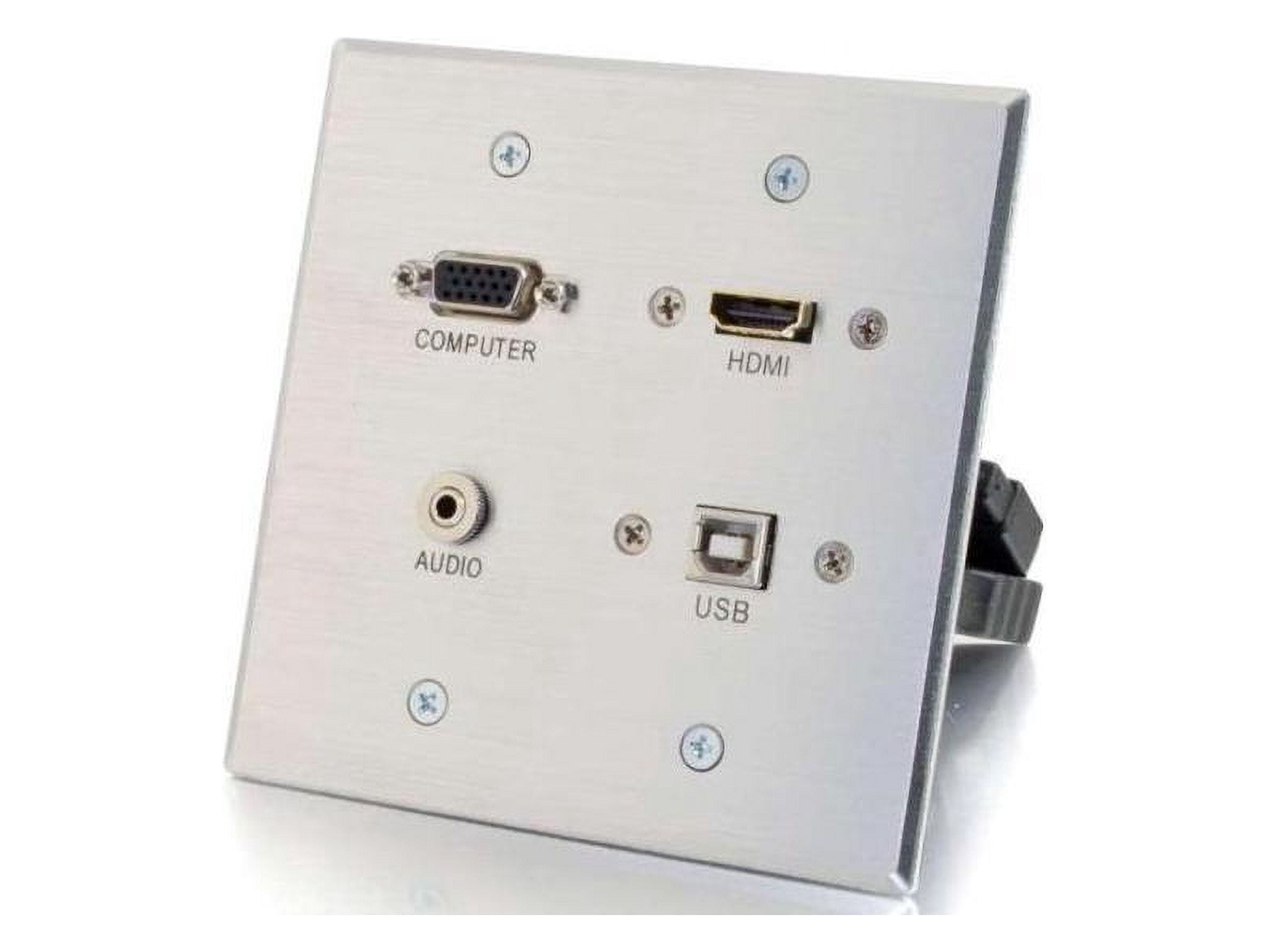 C2G HDMI VGA 3.5mm and USB Pass Through Double Gang Wall Plate - Aluminum - mounting plate
