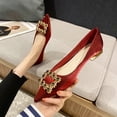 thumbnail image 3 of Zapatos de mujer primavera 2022, zapatos rojos para mujer, tacones bajos, zapatos de tacón puntiagudo de seda, zapatos sencillos de tacón bajo con hebilla, 3 of 5