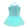 thumbnail image 3 of Kaerm Girls Sequin Ballet Tutu Dress Leotards Ballerina Outfit Dance Costumes With Headwear Turquoise 6-7, 3 of 8