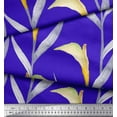 thumbnail image 2 of Soimoi Blue Rayon Fabric Leaves Watercolor Printed Fabric 1 Yard 42 Inch Wide, 2 of 3