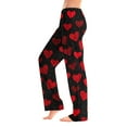 thumbnail image 2 of Women's Casual Fashion Comfort Pajama Pants, Print Drawstring Pants Full Length Long, Love Valentine's Day Pattern Lounge Pants,Black,L, 2 of 6