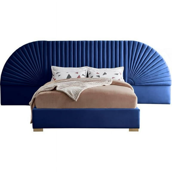 Meridian Furniture Cleo Navy Velvet Queen Bed