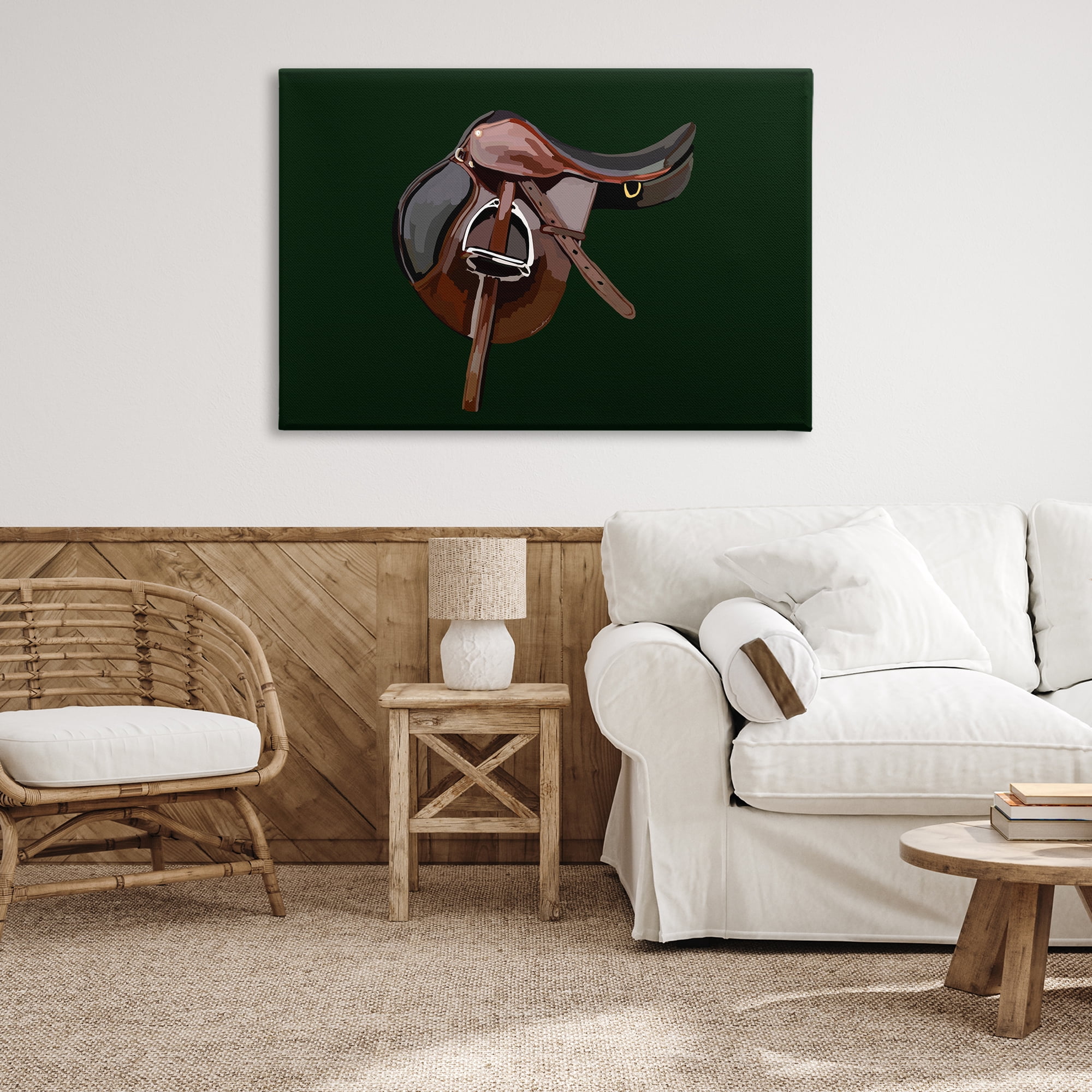 Stupell Industries Western Horse Saddle Abstract Painting Gallery Wrapped Canvas Art Print Wall Art, 45 x 30