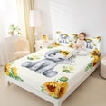 thumbnail image 4 of Manfei Kawaii Animal Elephant Twin Sheet Sets 3pcs for Kids Children,Chic Floral Sunflowers Twin Fitted Sheet Microfiber,Cartoon Wildlife Breathable Flat Sheet,Luxury Bedroom Decor, 4 of 7
