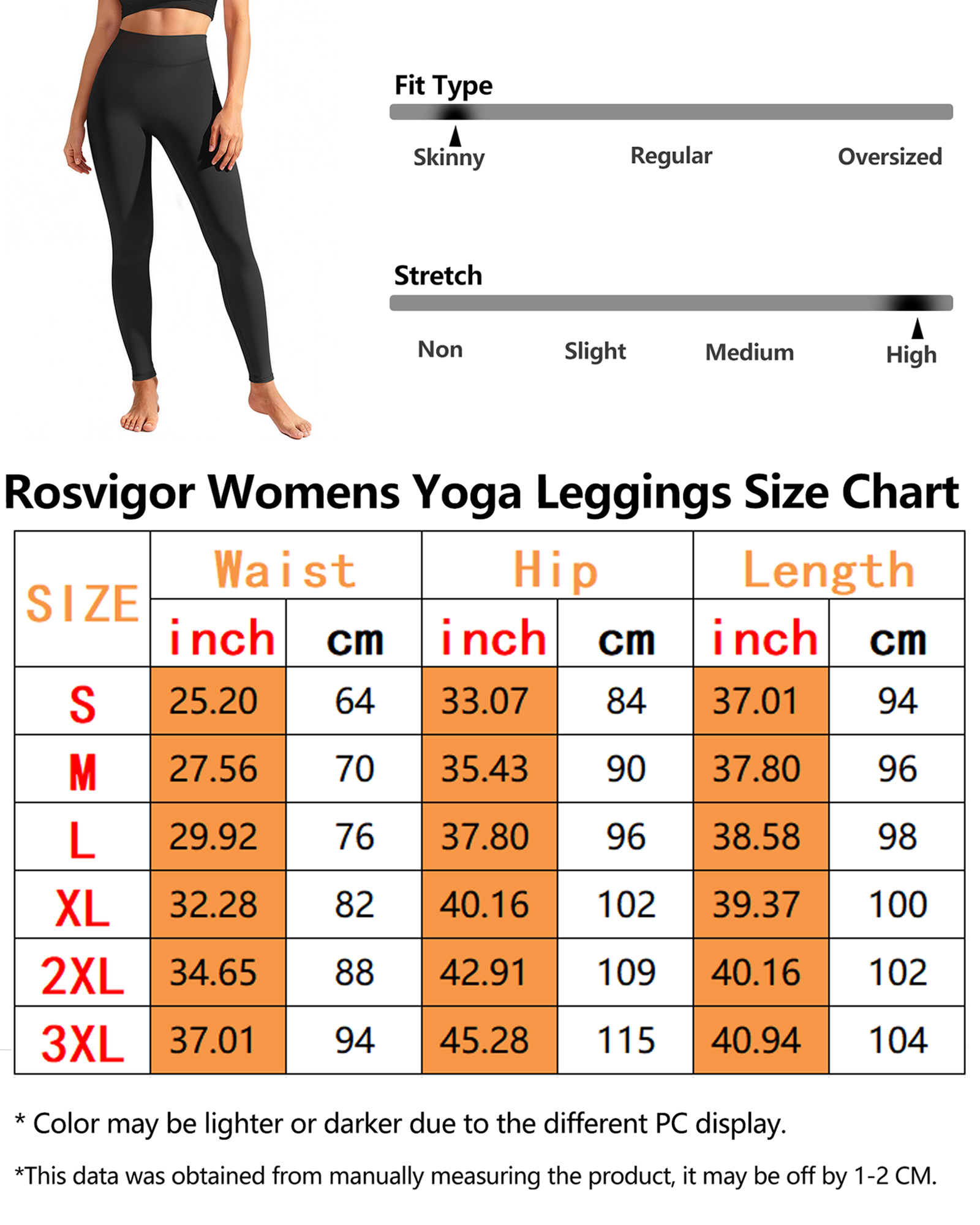 Rosvigor Women's High Waisted Yoga Leggings No Front Seam photo 6