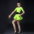 thumbnail image 2 of Girls Gymnastics Leotards Latin Ballet Party Dance Wear Ballroom Dance Three Piece Dress with Belt Baby Girl Clothes Green 12-13 Years, 2 of 5