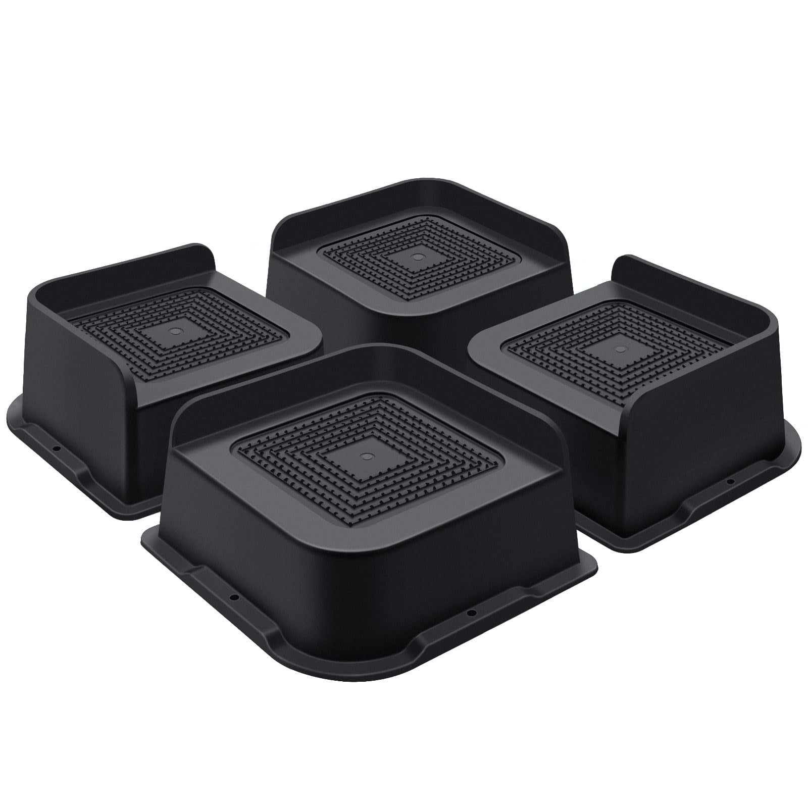 ANNKUT 8-Pack Bed Risers - 4 Inch Heavy Duty Rectangle Furniture Risers, Supports Up To 5000 Lbs, For Beds, Desks, Sofas (Black)
