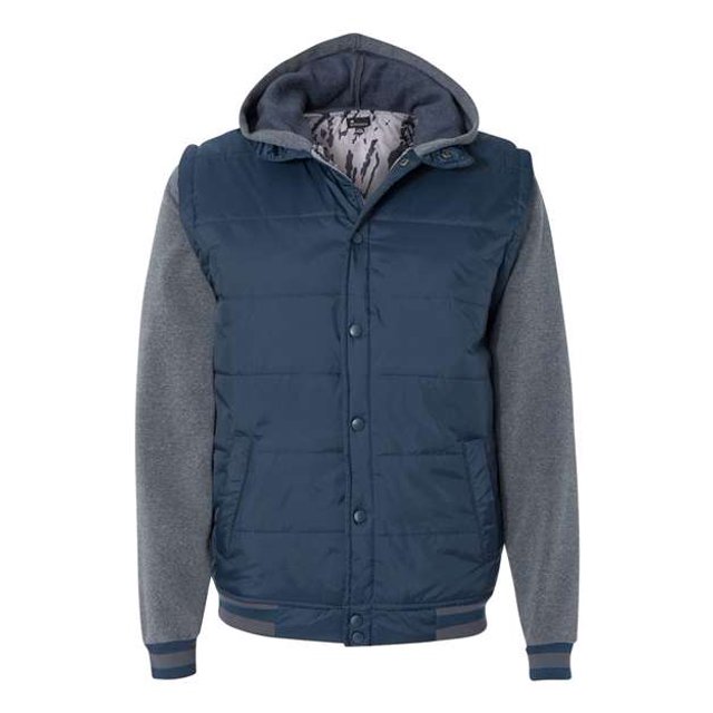 Chaleco de nailon Burnside con mangas de forro polar.B8701 - Mediano - Azul marino / Carbón Burnside 8701