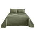 thumbnail image 2 of Jacquard Matelassé 100% Cotton Basketweave 3-Piece Bedspread Set, Embossed Cotton Fabric, Soft, Breathable, Medium Weight, Basketweave, Oversized Bedding , Full, Sage by Blue Nile Mills, 2 of 7