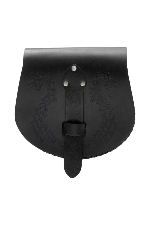 Medieval Belt Pouch Medieval Waist Bag for Adults Stage Show Men Black