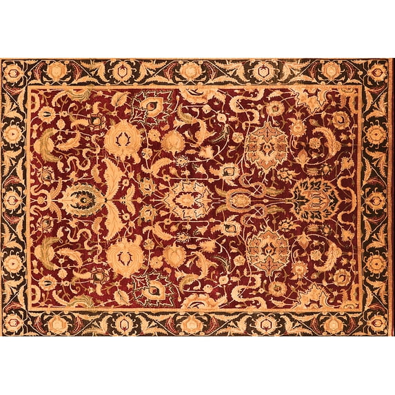 Ahgly Company Indoor Rectangle Oriental Orange Industrial Area Rugs, 7' x 10'