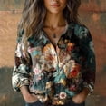 thumbnail image 2 of Womens Tops Soft Print Long Sleeve Cotton Button Shirt Spring Summer Shirts for Women Multicolor L, 2 of 3
