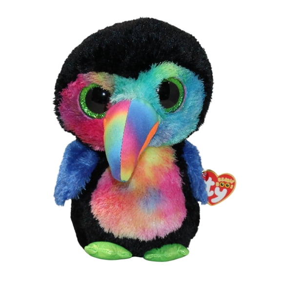 Ty Beanie Boos - Beaks the Colorful Toucan  – Medium (9")  – Glitter Eyes  - Stuffed Animal