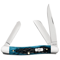 Case XX Knives Stockman Peach Seed Mediterranean Blue Bone Stainless Pocket Knife