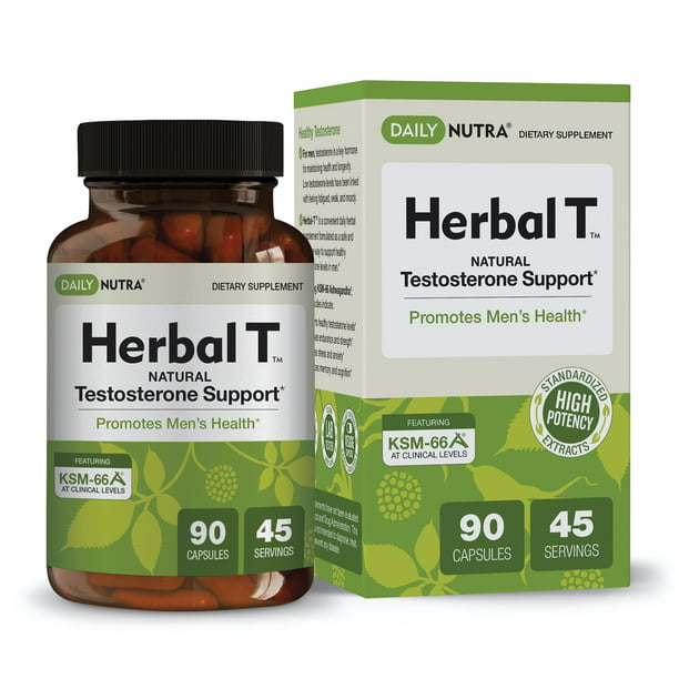 Herbal T Men's Health Formula by DailyNutra: Supplement for Endurance, Vitality, and Healthy Aging - Featuring KSM-66 Ashwagandha, Tongkat Ali, Tribulus, Eleuthero, Horny Goat Weed (1-Bottle) - Walmart.com