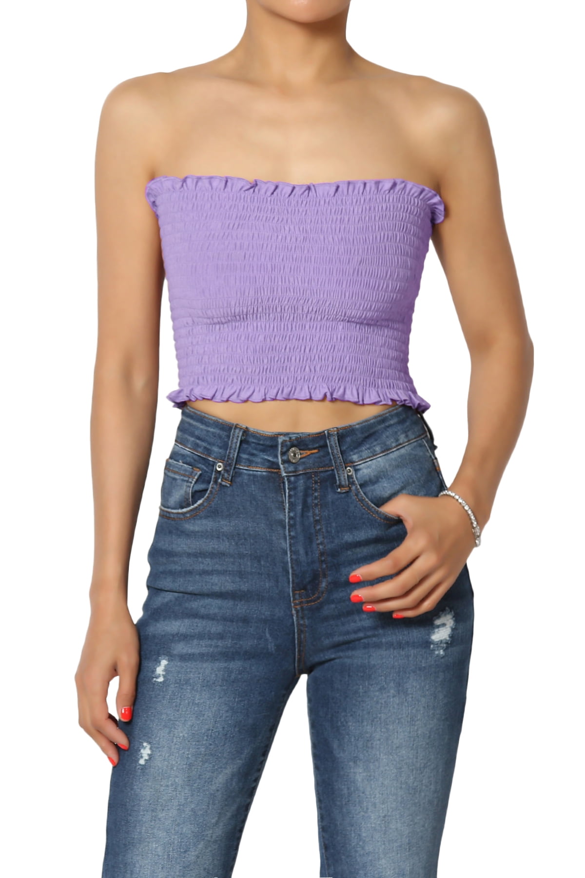 Moxidress Strapless Metallic Crop Tube Top