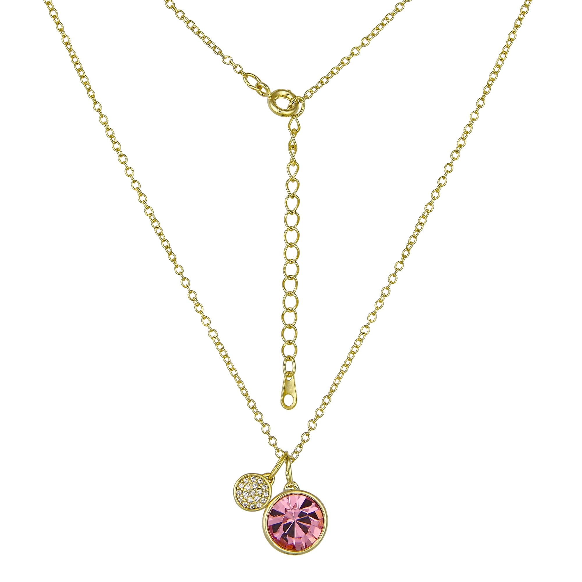 Believe by Brilliance 14KT Gold Flash Plated Earring and Necklace Set Featuring Pink Crystals Adult