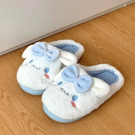 

Sanrio Cinnamoroll Home Fuzzy Slipper Y2k Shoes Women Winter Contton Warm Plush Non Slip Grip Fluffy Kawaii Embroidery Shoes