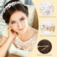 thumbnail image 3 of Gold Bridal Headbands Wedding Headpieces With Ceramic Flowers Wide Pearl Wedding Hair Accessories For Women And Girls, 3 of 4