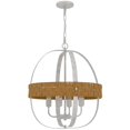 thumbnail image 1 of Cal Lighting FX-3816-4 60 watt x 4 Barton Metal Chandelier with Rattan Design, White Washed, 1 of 1