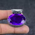 thumbnail image 2 of Natural Amethyst Gemstone 925 Sterling Silver Jewelry Pendant 1.42", 2 of 4