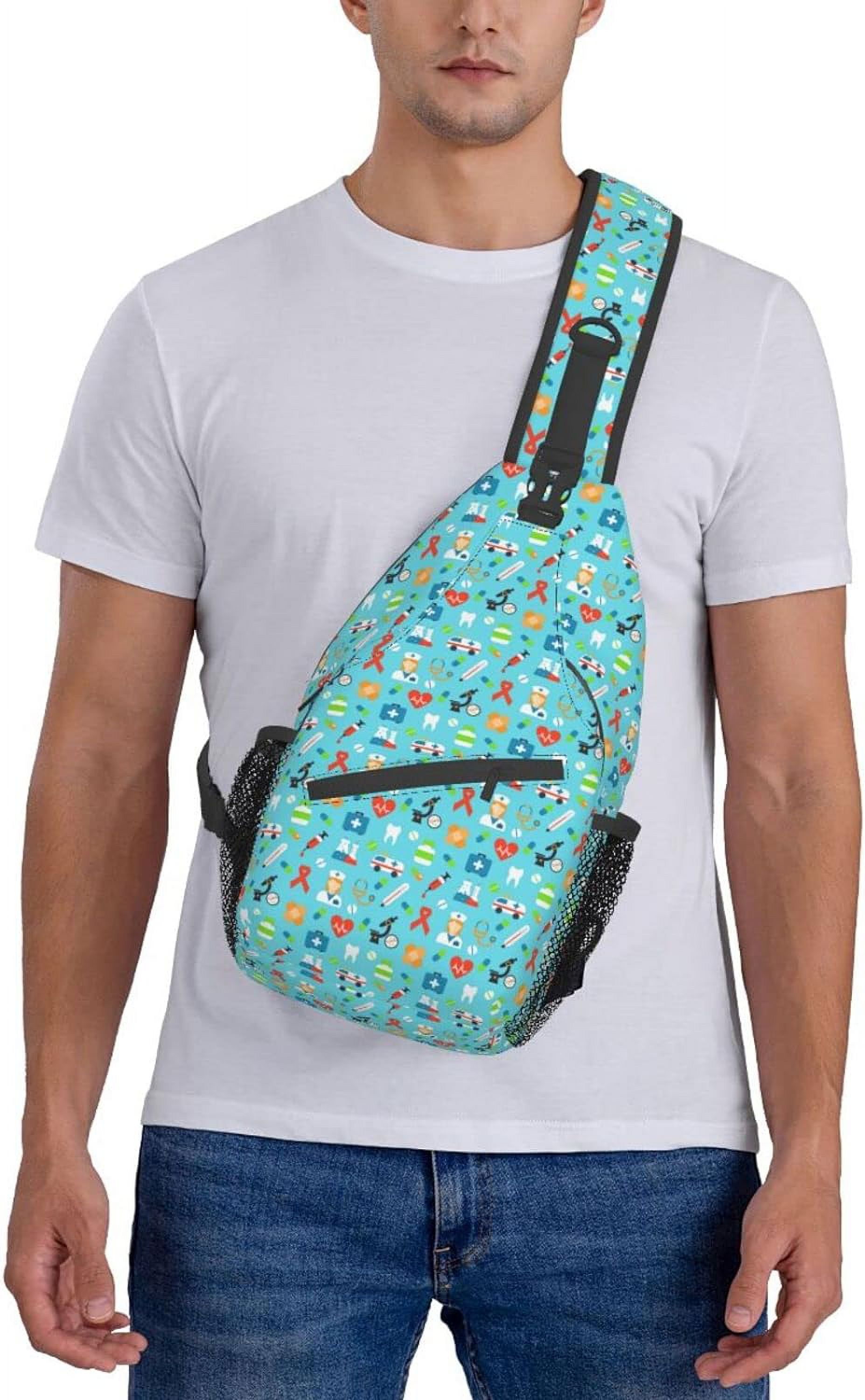 Nursing Theme Pattern Sling Bag Crossbody Hiking Travel Chest Bags Backpack Shoulder Daypack for Women Men
