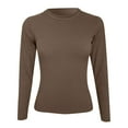 thumbnail image 3 of BAODANN Womens Long Sleeve Stretch Crewneck Ribbed T Shirt Fitted Casual Basic Tops Long Sleeve Shirt Spandex Women Compression Shirts Women Compression Shirts Long Sleeve T Short Women's T Shirt, 3 of 3