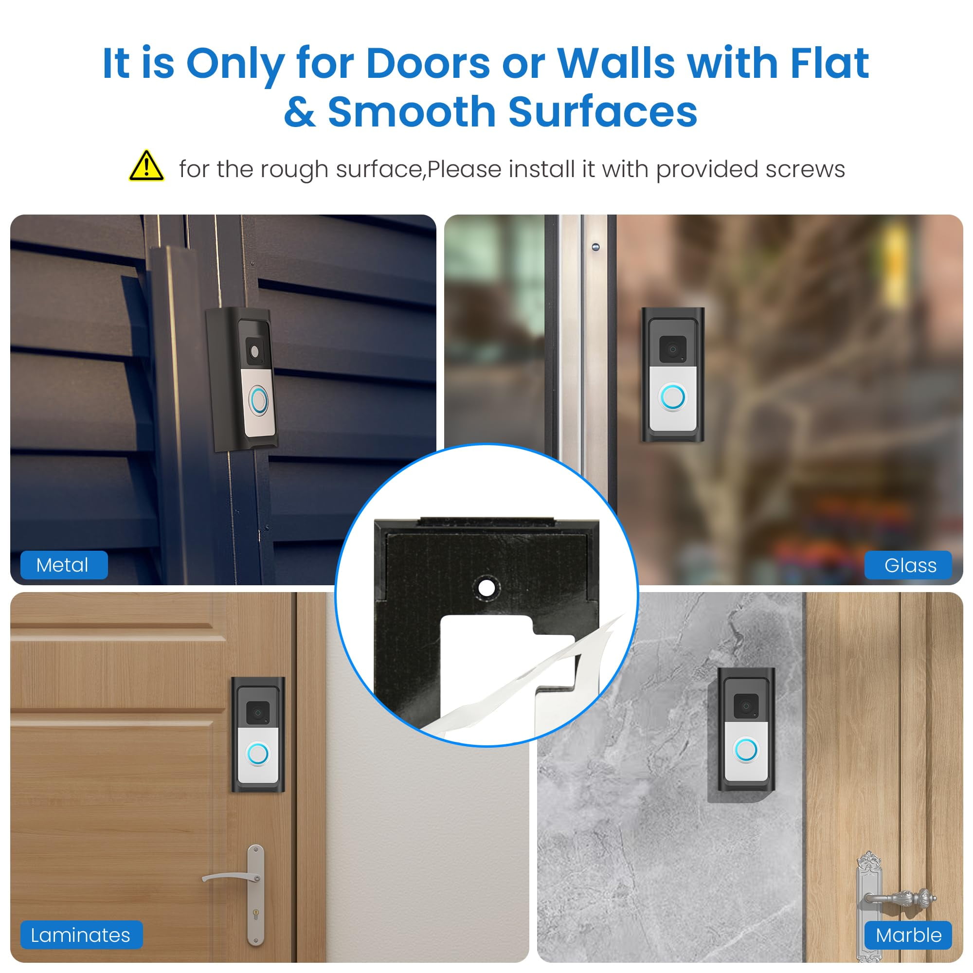 NOBRAND Adhesive Video Doorbell Mount, Black