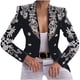 thumbnail image 1 of Botones de mujer Bolsillos de impresión de manga larga Abrigo de oficina Cárdigans Traje Chaqueta Outwear Top Fridja BV0+5302, 1 of 5